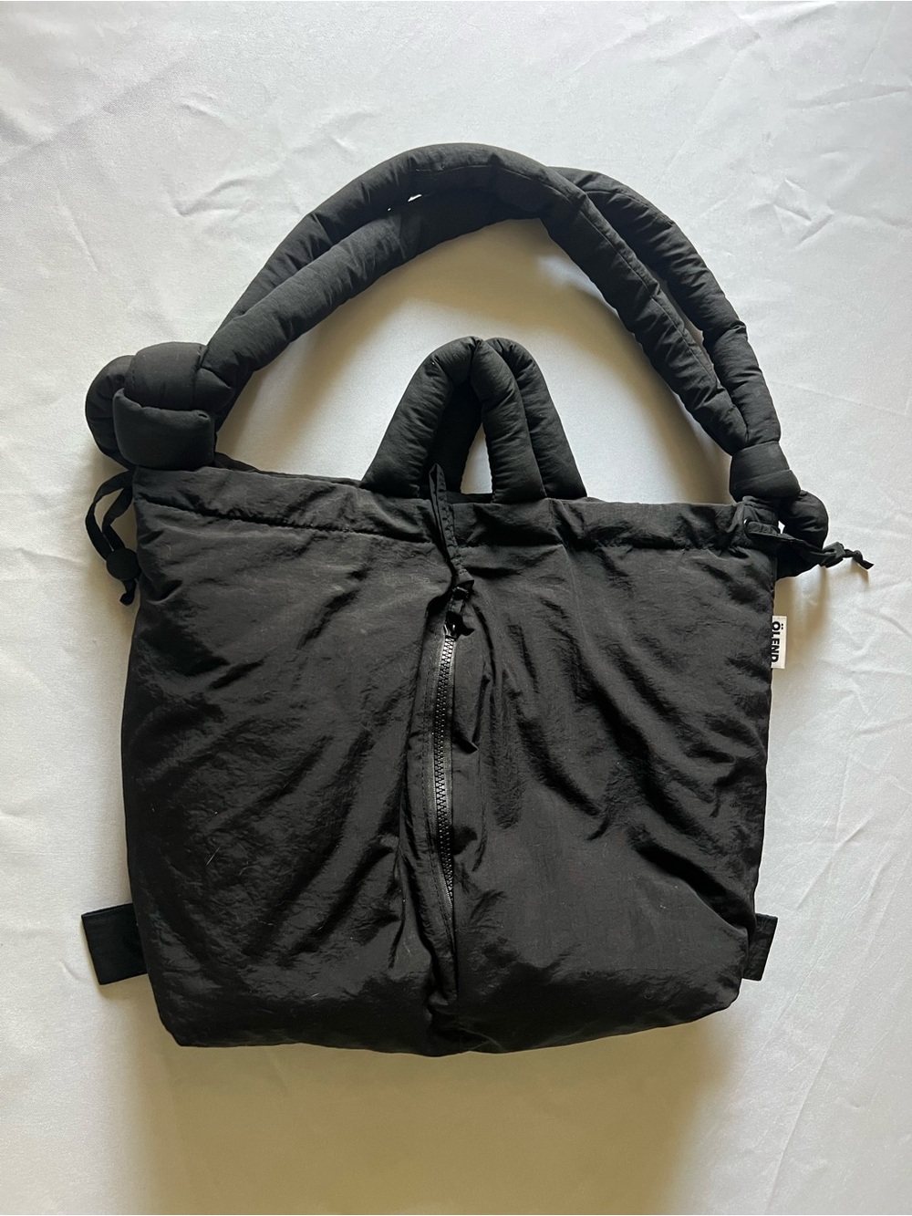Olend Black Puffer Backpack Tote
